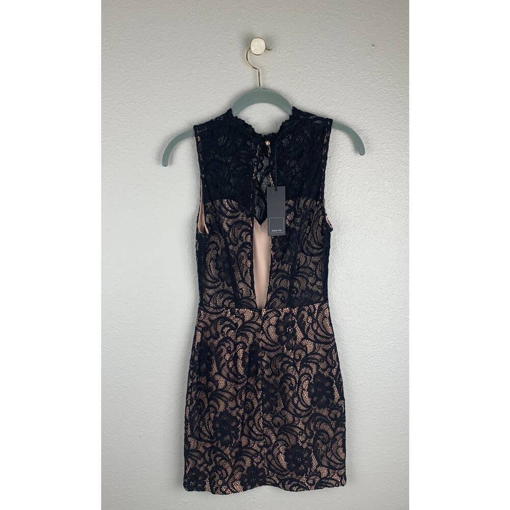 Dolce Vita Abrianna Stretch Floral Lace Mini Dress Womens XS Noir Black Short - Picture 5 of 13